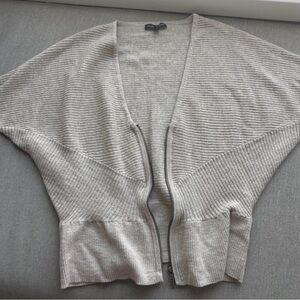Eileen Fisher Light Cream Ribbed Zip-Front Cardigan